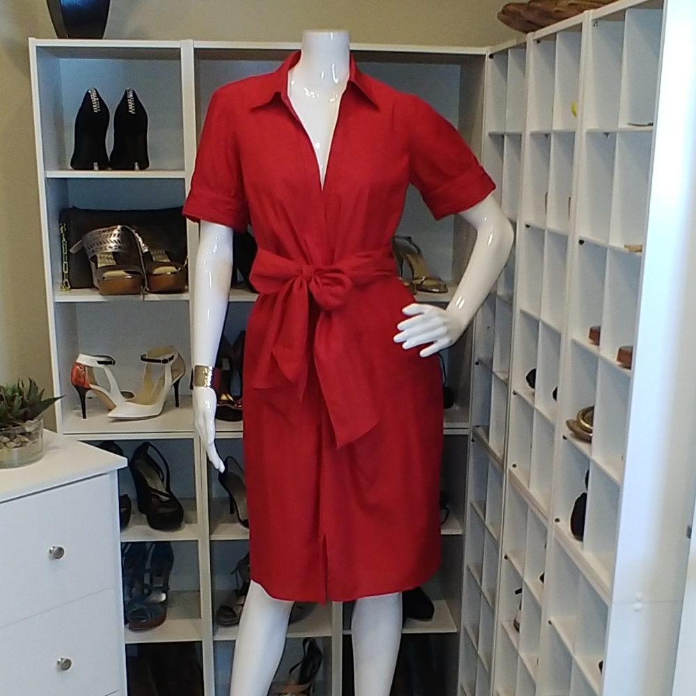LAUNDRY BY SHELLI SEGAL RED WRAP DRESS 4